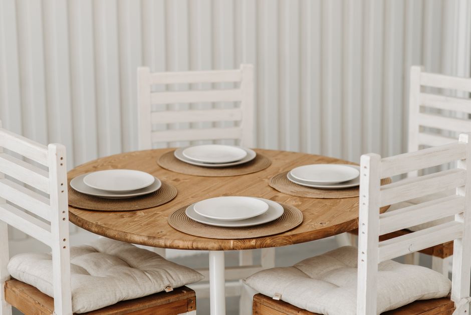 Custom wood dining table setting